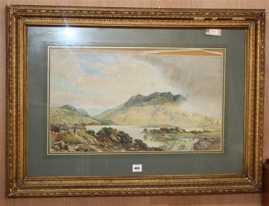 Charles Seton, watercolour, Landscape with lake, signed, 43 x 74cm